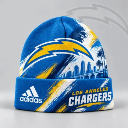 Los Angeles Chargers | Premium NFL Urban Skyline Distressed Brushstroke Knit Cuffed Beanie Hat NDN