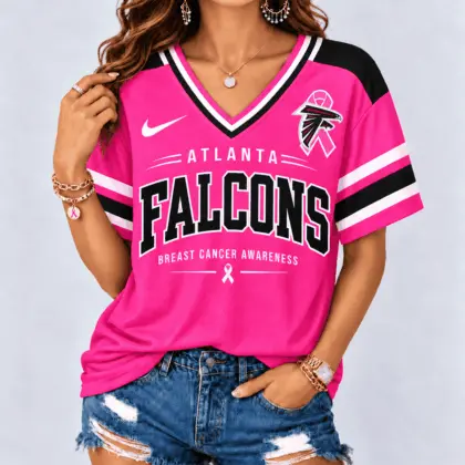 Atlanta Falcons | Premium NFL Pink Breast Cancer Awareness V-neck Shirt NY