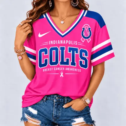 Indianapolis Colts | Premium NFL Pink Breast Cancer Awareness V-neck Shirt NY