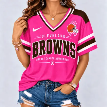Cleveland Browns | Premium NFL Pink Breast Cancer Awareness V-neck Shirt NY