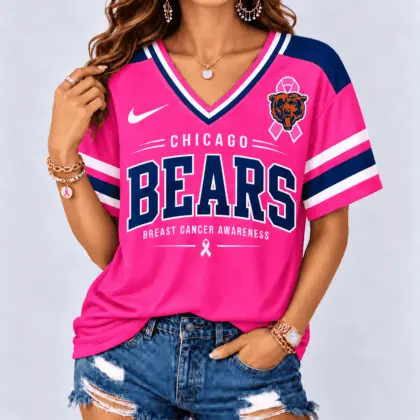 Chicago Bears | Premium NFL Pink Breast Cancer Awareness V-neck Shirt NY